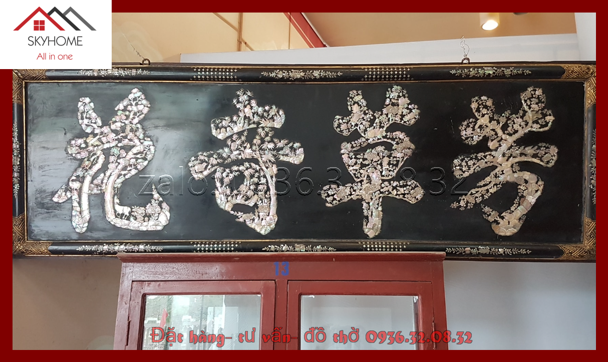 Hoành phi gỗ phòng thờ chữ Kỳ phuong thao hoa